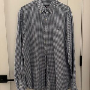 Vineyard Vines Men's Navy Checkered Button Down Shirt